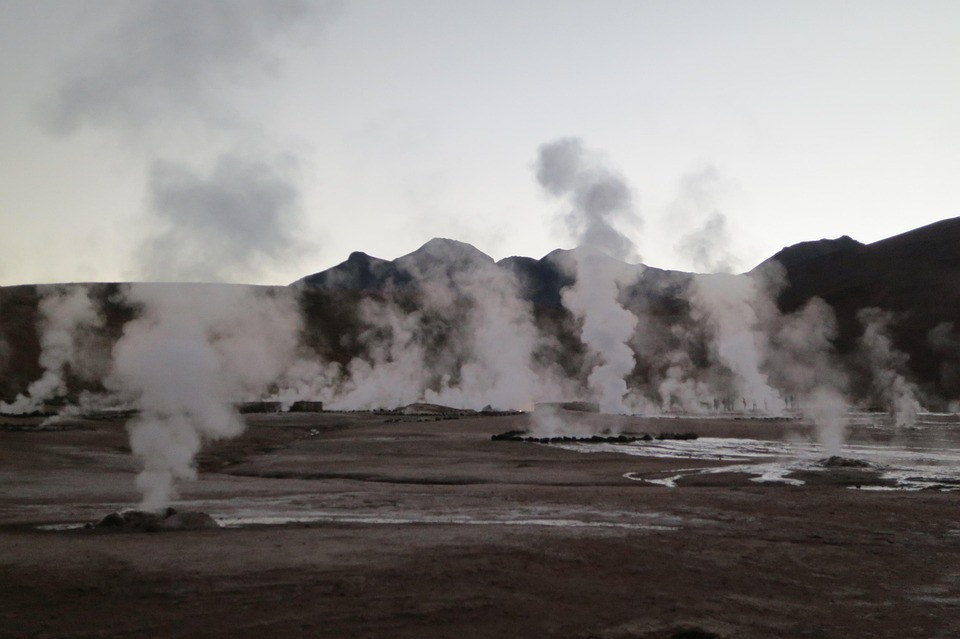 Gejzery El Татио, Chile, Dym, Pola, Góry