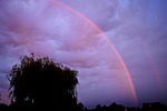 rainbow, sunset, storm