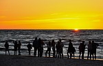 sunset, people, silhouettes
