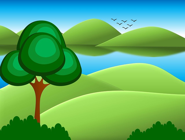 Free cartoon background trees illustration