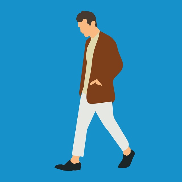 Free blue man walking illustration