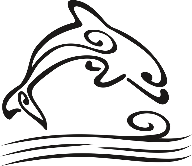 Free delfin jump the waves illustration