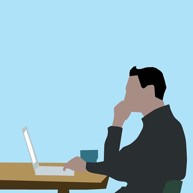Free business laptop thinking about work illustration