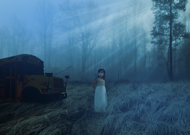 horror, school bus, alone, blue school, blue alone, blue horror, blue bus, horror, school bus, school bus, school bus, school bus, school bus
