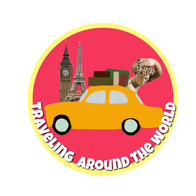 Free traveling world journey car illustration