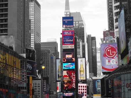 Free Times Square White Black Color photo and picture