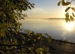 river, dawn, sun
