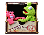plush toys, kermit, the pink panther