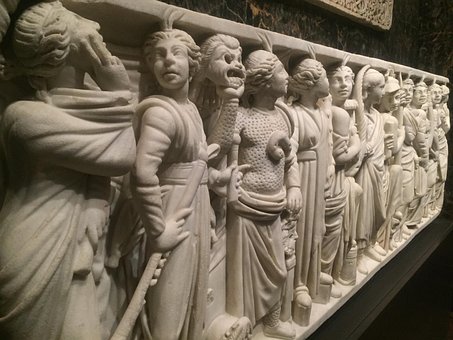 Roman, Sarkofag, Gammel, Skulptur, Stein