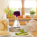 table, covered, flower