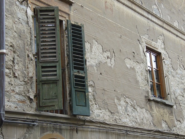 Persianas, Ventana, Pared, Yeso