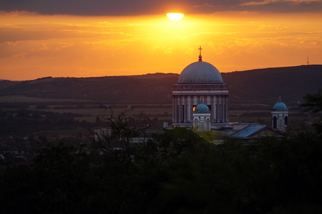 Esztergom, Basilica, Solnedgang