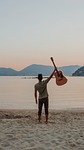music, guitar, beach