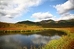 lake, mountains, tundra