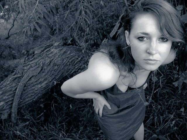 Overhead, Model, Vrouw, Meisje, Grijns