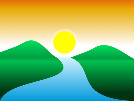 Natur, Fluss, Cartoon-Hintergrund
