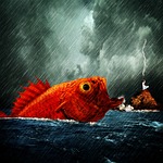 woman, fish, big fish