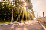 road, light, dawn