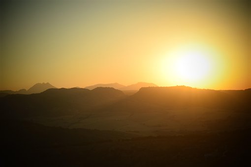 Solnedgang, Rund, Malaga, Andalusia