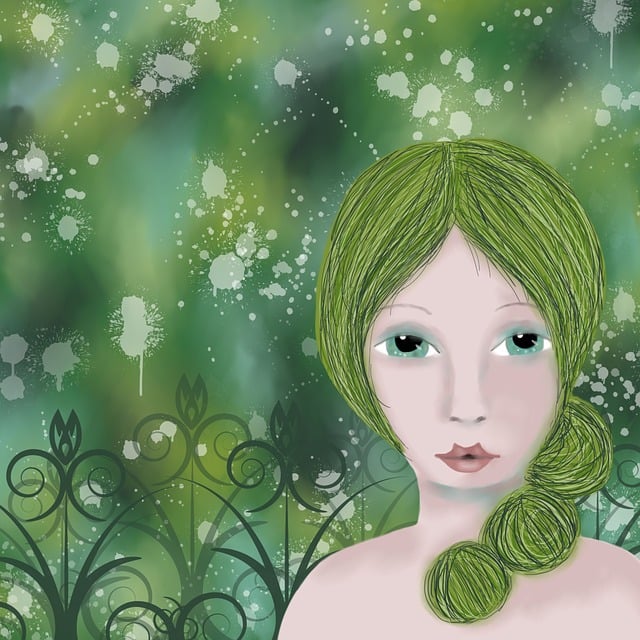 Free green ethereal colorful illustration