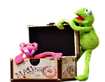 plush toys, kermit, the pink panther