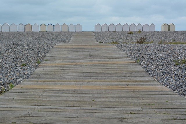 Meer, Kabine, Strand, Frankreich, Weg