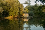 house, river, water