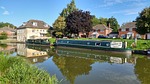 canal, waterway, barge