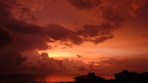Amanecer, Nubes, Mar, Costa, Naturaleza