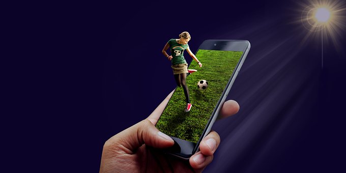 Moça, Futebol, Esportes, Telefone, Mão