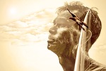 photo montage, man, thinking