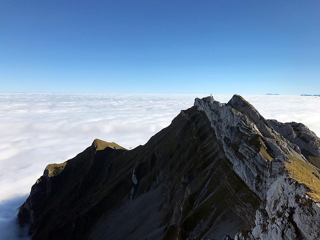 sea of fog, mountains, summit, ridge, nature, heaven, pilate