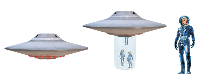 Ufo, Astronave, Astronauta, Aislado