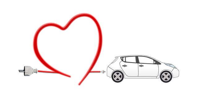 Free electric car heart environment illustration