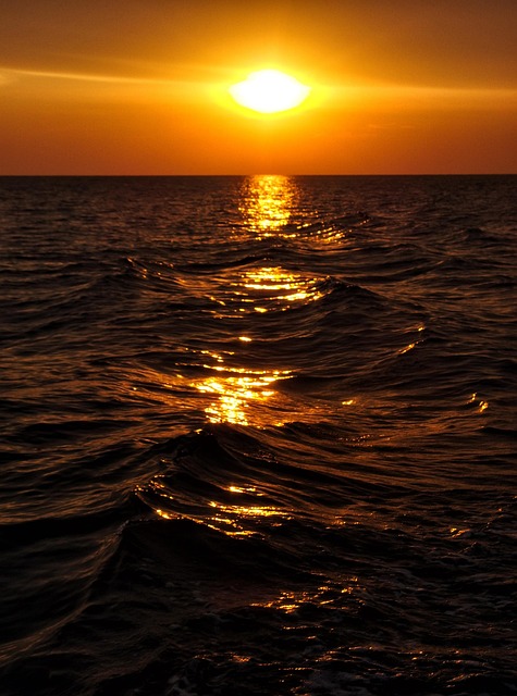 Zonsondergang, Zee, Lucht, Horizon