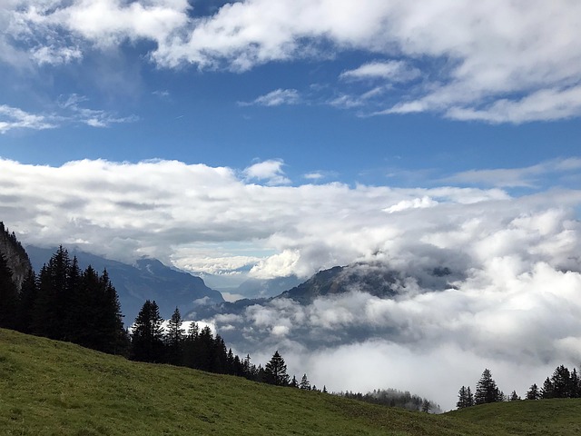 Wolken, Bergen, Mist, Hemel, Natuur