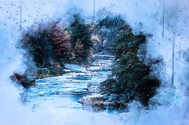 Free river water art illustration