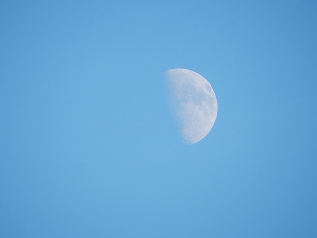 Månen, Blå, Himmel, Nat, Blå Himmel