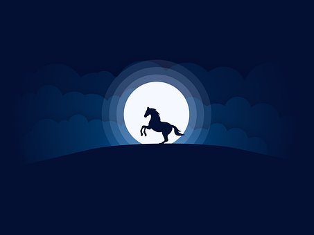 Måne, Hest, Nat, Natur, Mørk, Design