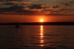 sunset, water, reservoir