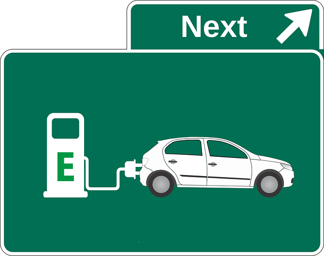 Free electric car gas station environment illustration