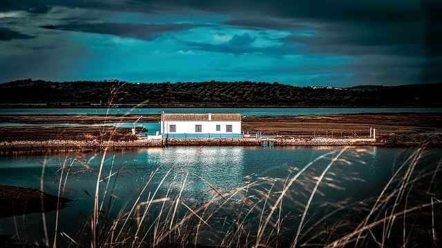 house, river, delta, light