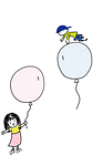 boy and girl, balloons, boy