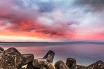 red sunset over the sea, sunset, sea