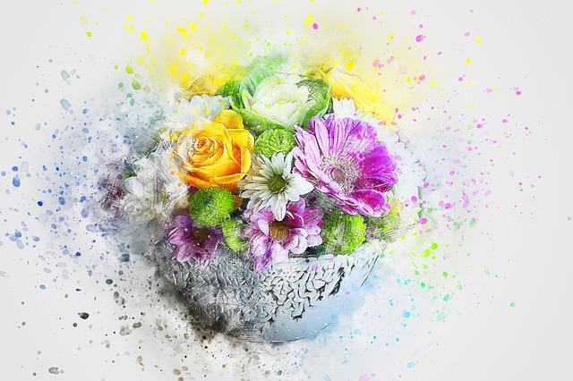 Free flowers vase art illustration
