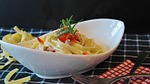 noodles, linguine, ham