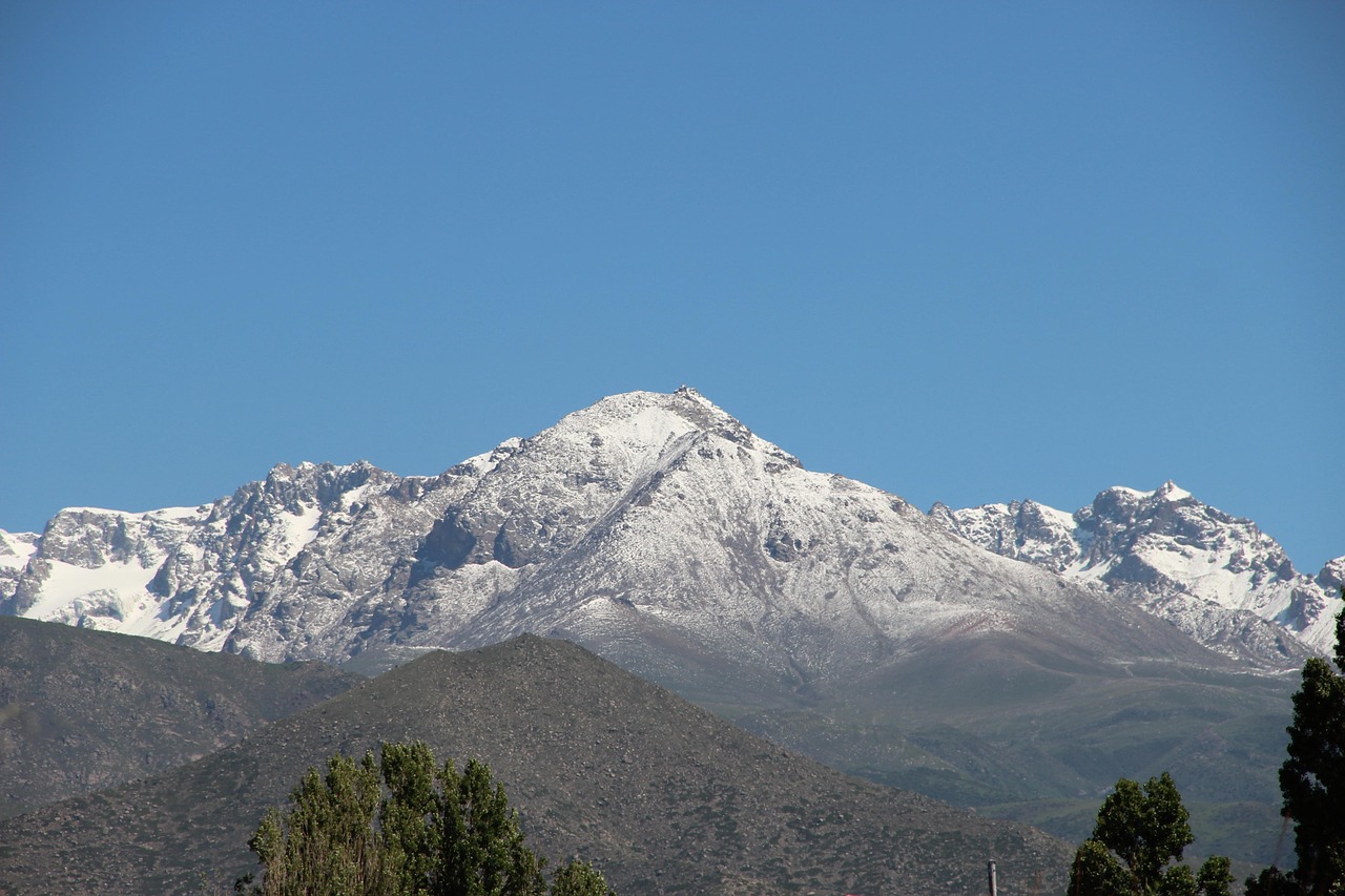 A snow-covered peak of the Tian Shan range above the Issyk-Kul basin
