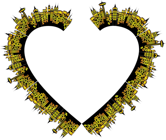 Free heart city architecture vector