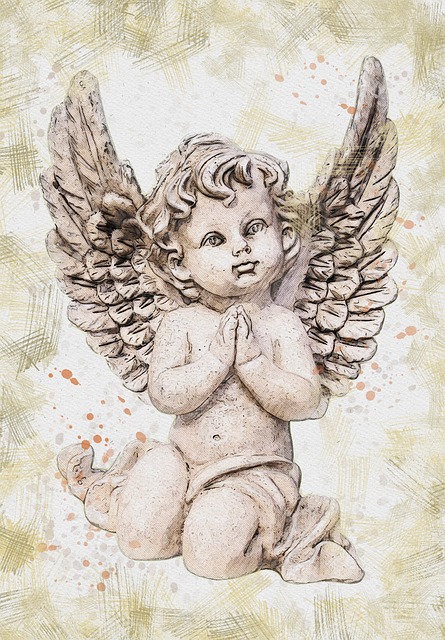 Free angel statuette vintage illustration
