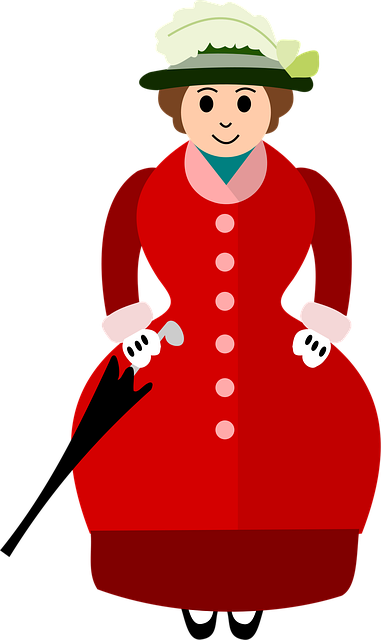 Free woman red dress umbrella illustration
